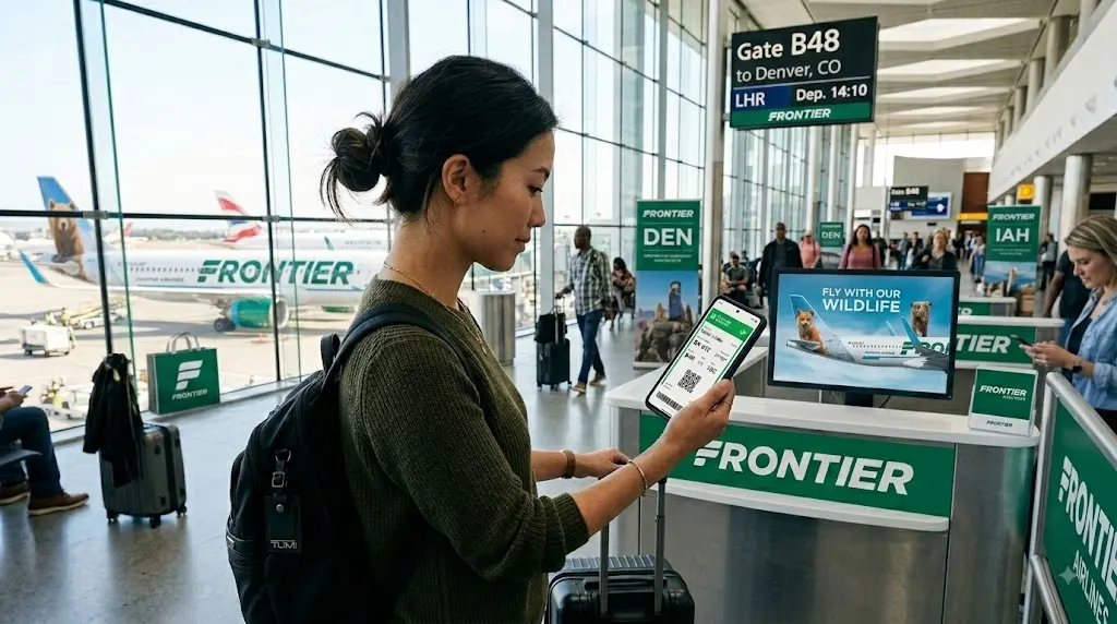 Frontier Airlines Mobile App Check-In on Smartphone