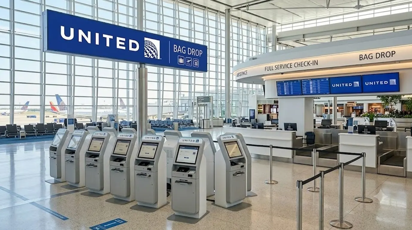 United Airlines Airport Self-Service Kiosks & Counter