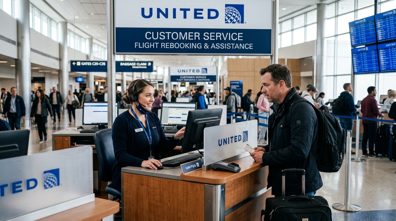 United Airlines airport kiosk check-in and assistance